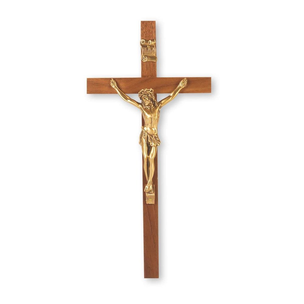 10" Walnut Cross W/Museum Gold Corpus