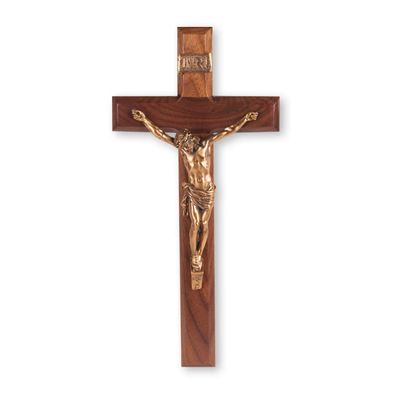 12" Walnut Crucifix with Museum Gold Corpus