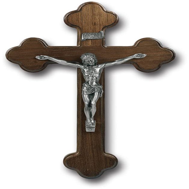 10" Walnut Cross with Genuine Pewter Corpus