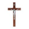 10" Walnut Crucifix with Antique Silver Plated Corpus view 1