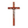10" Italian Genuine Walnut Cross with 4.5" Antique Silver Figure view 1