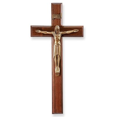 12" Walnut Cross with Museum Gold Corpus