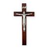 12" Dark Cherry Wood Cross with Genuine Pewter Corpus view 1