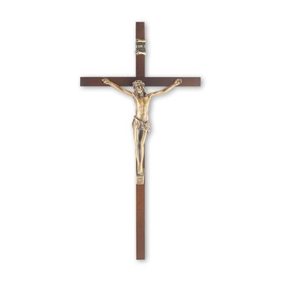 10" Wood Crucifix with Silver Plated Corpus