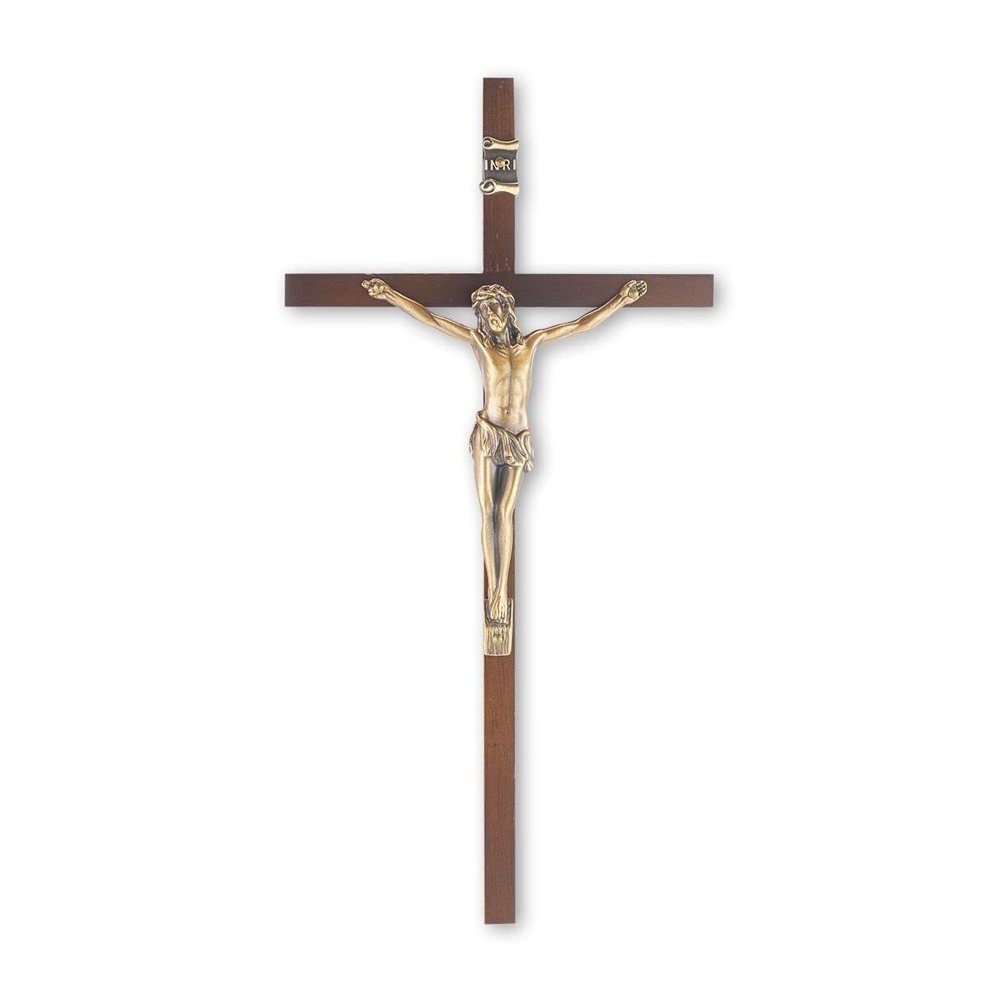 10" Wood Crucifix with Silver Plated Corpus