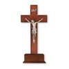 10" Dark Cherry Wood Standing Crucifix with a Pewter Corpus view 1