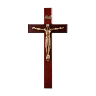 12" Dark Cherry Finished Cross with Museum Gold