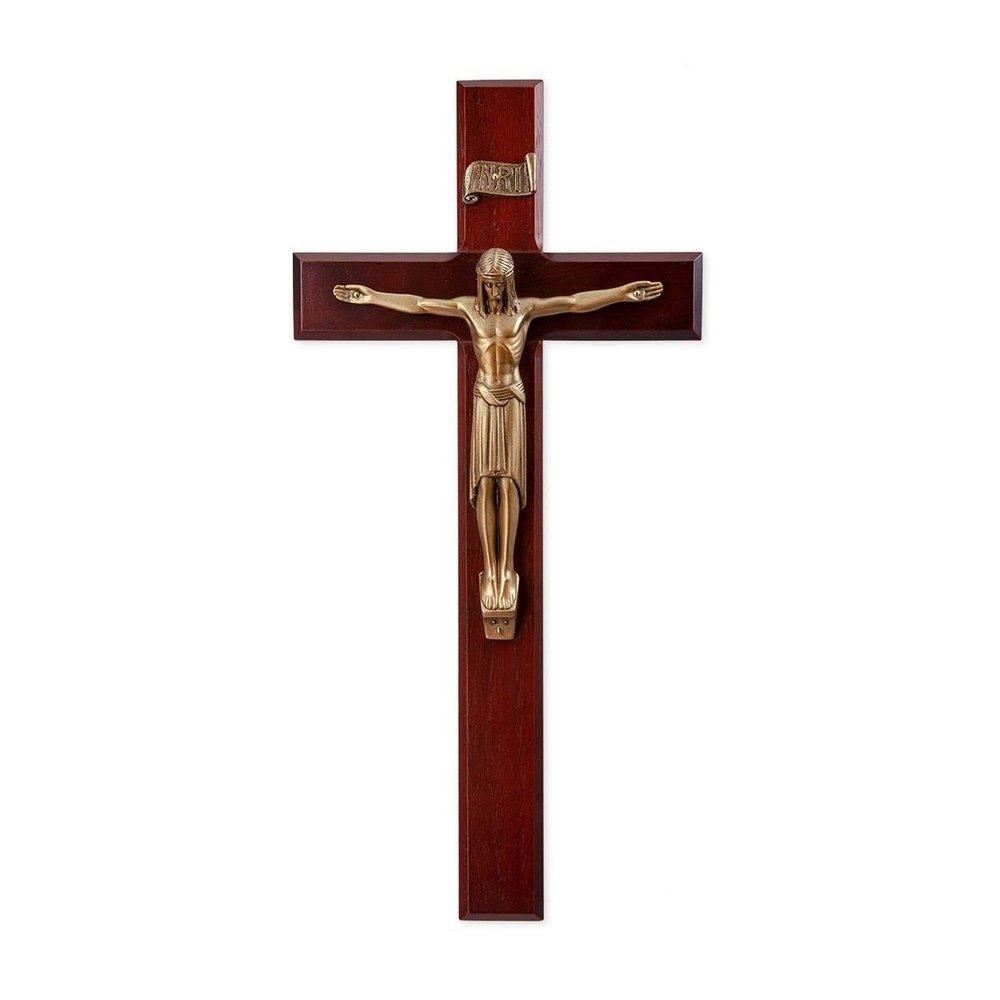 12" Dark Cherry Finished Cross with Museum Gold