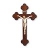 10" Dark Cherry Wood Cross with Museum Gold Plated Antiqued Corpus view 1