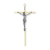 10" Brass Plated Metal Cross with Antiqued Silver Plated Corpus view 1