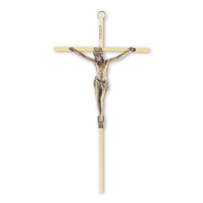 10" Brass Crucifix with Antique Brass Corpus