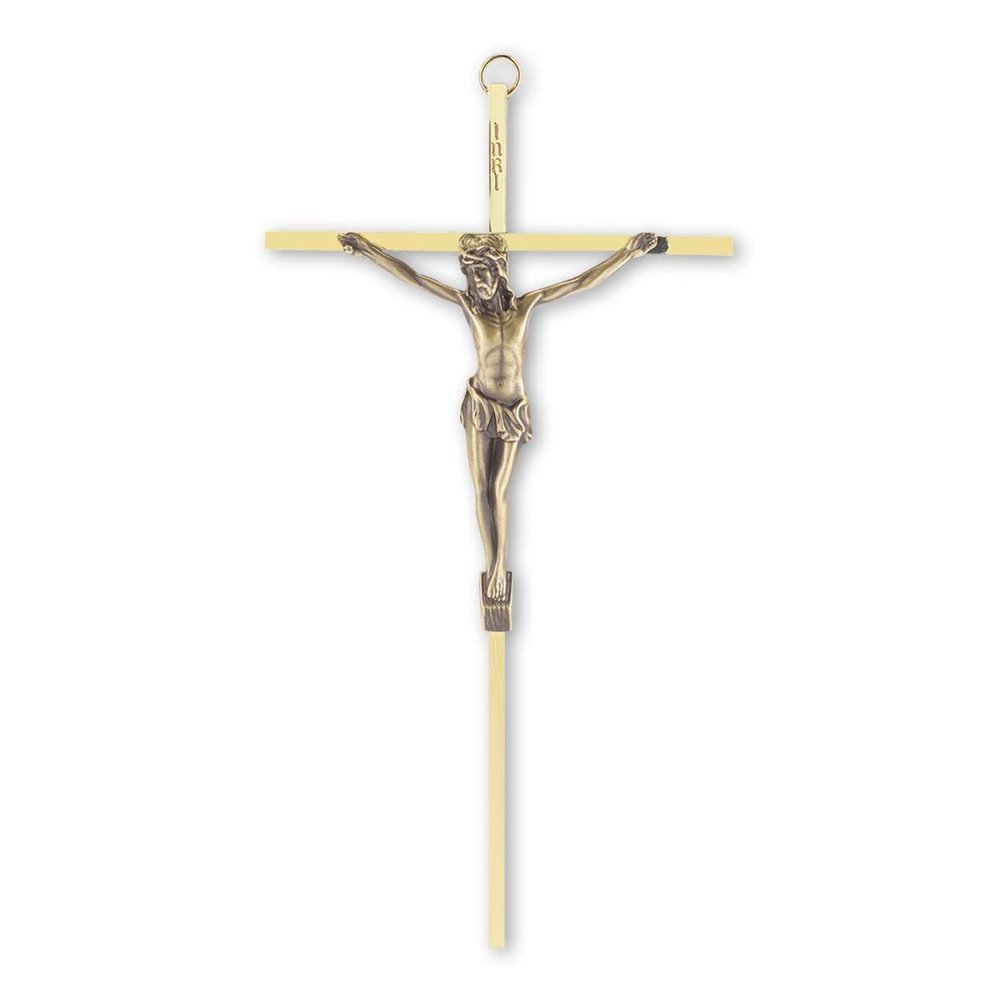 10" Brass Crucifix with Antique Brass Corpus
