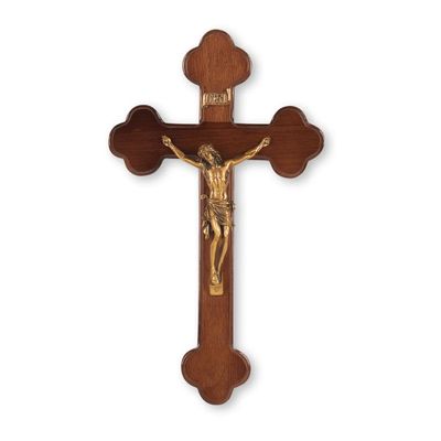10" Walnut Cross with a Museum Gold Plated Corpus