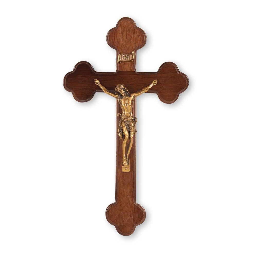 10" Walnut Cross with a Museum Gold Plated Corpus