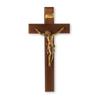 11" Walnut Wood Cross with a Museum Gold Plated Corpus view 1