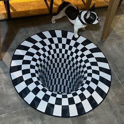 3D Carpet Bottomless Hole Optical Illusion Area Rug, Checkered Optical Illusions Rug, for Dining Room Carpet Home Bedroom Floor Mat,2,63 * 63 inch