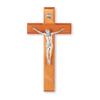 10" Cherry Wood Cross with Silver Corpus view 1