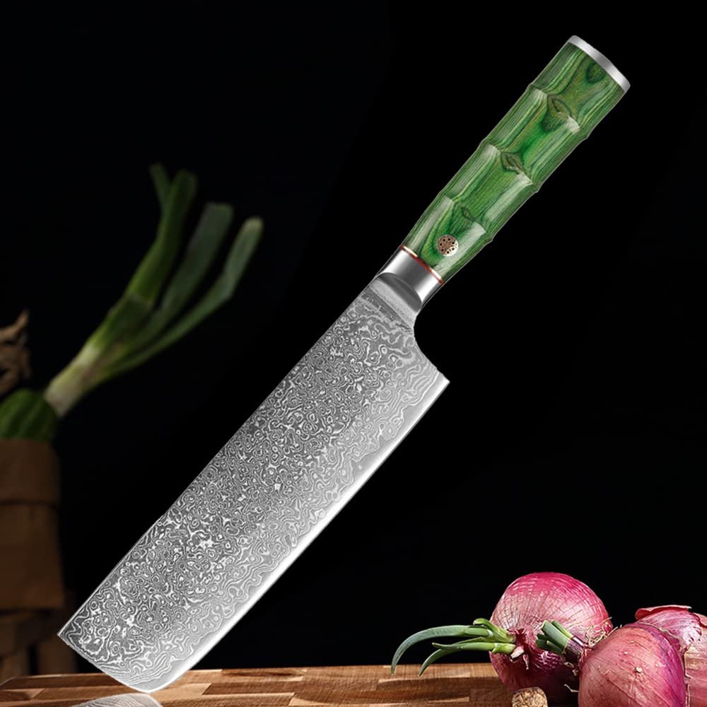 Chef Knife,Kitchen Knife, 7inch Damascus Cleaver Knife Damascus Steel High Hardness Sharp Chinese Kitchen Kniver Sharp Meat Sliced Santoku Fruit Chef Knife
