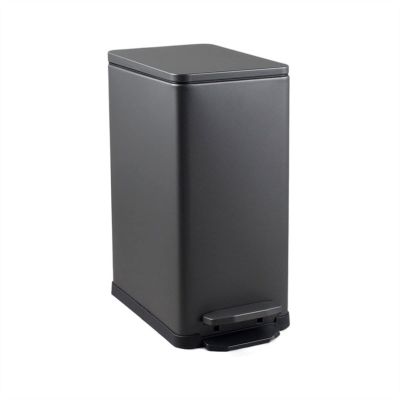 TOMYEUS Trash Cans 10L Narrow Trash Can with Lid Stainless Steel Home Bathroom Living Room Kitchen Trash Can Simple Design, White/Black Kitchen Bathroom Trash Cans (Color : Black)
