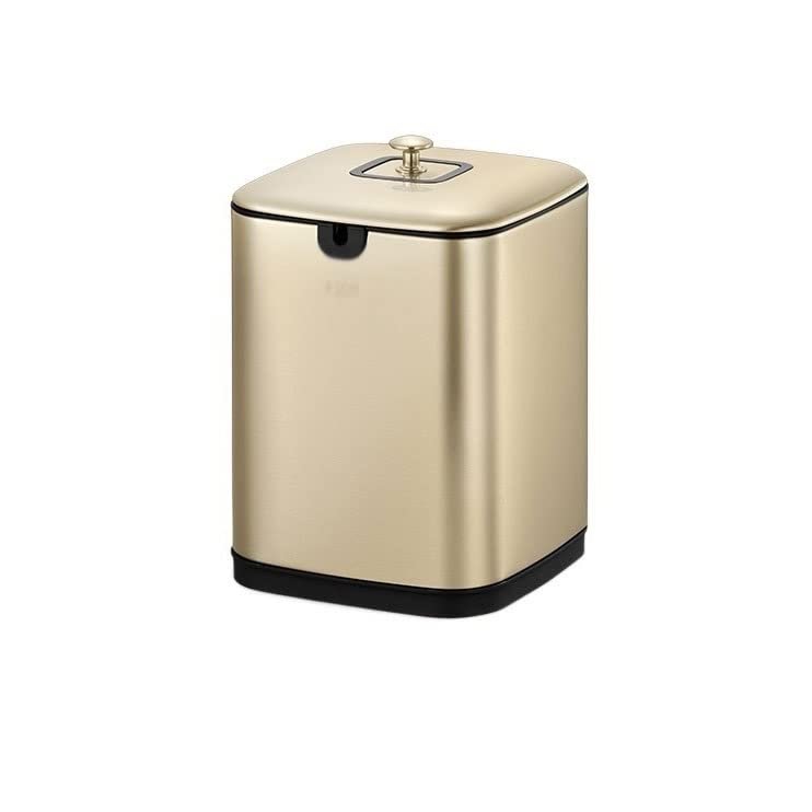 TOMYEUS Trash Cans Creative Stainless Steel Trash Can with Lid for Home Living Room Kitchen Office High-Grade Filter Tea Residue Tea Trash Can, 6L/9L Kitchen Bathroom Trash Cans