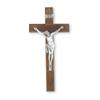 12" Walnut Wood Cross with Pewter Corpus view 1
