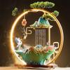 Ceramic Maitreya Buddha Incense Burner, Waterfall Lotus LED Light Ring Backflow Aromatherapy Ornament, with Incense Cones for Home Office Decor for Relaxation Yoga Gift (Crane-2) view 1