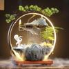 Bnhcoe Crane Tabletop Fountain Indoor Waterfall Fountain Office Tabletop Water Fountain with Lights Backflow Incense Burner Ceramic Indoor Zen Decor for Home Office Yoga Meditation(Crane) view 1