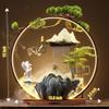 Bnhcoe Crane Tabletop Fountain Indoor Waterfall Fountain Office Tabletop Water Fountain with Lights Backflow Incense Burner Ceramic Indoor Zen Decor for Home Office Yoga Meditation(Crane) view 2