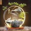 Ceramic Maitreya Buddha Incense Burner, Waterfall Lotus LED Light Ring Backflow Aromatherapy Ornament, with Incense Cones for Home Office Decor for Relaxation Yoga Gift (Peacock) view 1