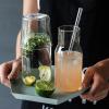 2Pcs Bedside Water Carafe Set with Cup Tumbler for Bedroom Nightstand, Water Pitcher And Cup Night Set, Glass Mouthwash Bottle for Bathroom, Clear Juice Water Pitcher, 360ml+500ml view 2