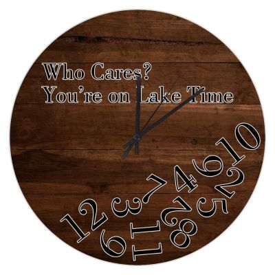 UFunhome 10-Inch Wall Clock Who Cares on Lake Time Rustic Country Round Wooden Clock Vintage Retro Clocks Battery Operated Silent Non-Ticking Decorative for Kitchen Home Bedrooms Retirement Gift