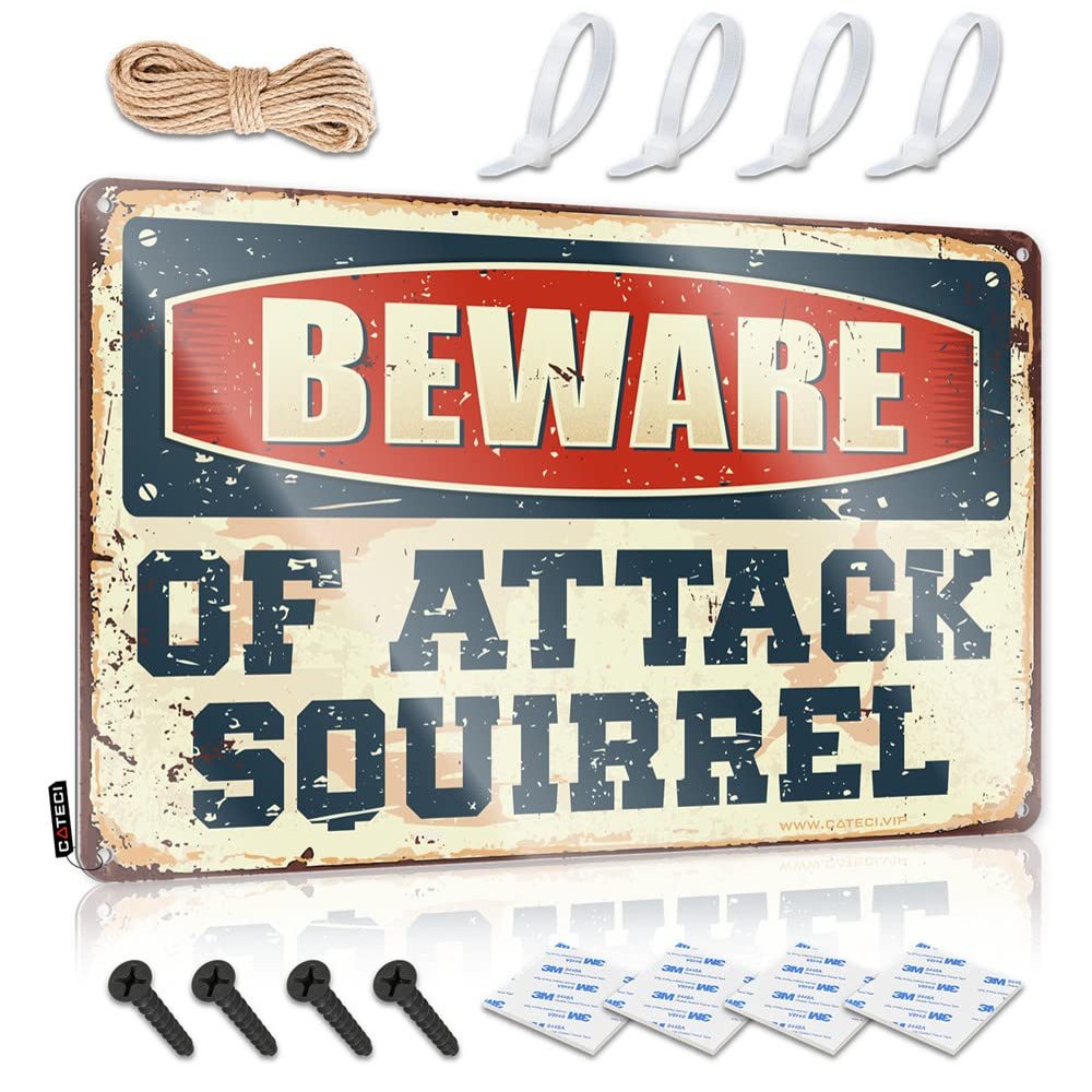 Man Cave Signs for Men Beware of Attack Squirrel Metal Sign Man Cave Stuff Mancave Stuff for Men Furniture ( Size : 30X40CM )