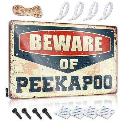 gaeruite Funny Wall Decor Beware of Peekapoo Metal Sign Football Bar Sign Random Cool Stuff ( Size : 30X40CM )