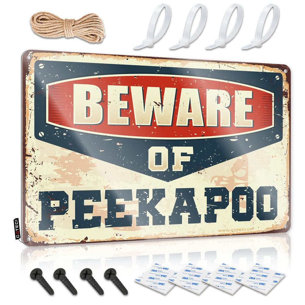 gaeruite Funny Wall Decor Beware of Peekapoo Metal Sign Football Bar Sign Random Cool Stuff ( Size : 30X40CM )