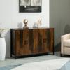 HOMCOM Industrial Buffet Cabinet Sideboard with Doors, Kitchen Storage Cabinet with Adjustable Shelves for Living Room, Bedroom, Hallway, Rustic Brown view 2