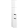 kleankin Tall Bathroom Storage Cabinet, Freestanding Linen Tower with 2 Open Shelves and 2 Door Cabinets, White view 1