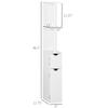 kleankin Tall Bathroom Storage Cabinet, Freestanding Linen Tower with 2 Open Shelves and 2 Door Cabinets, White view 3