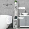 kleankin Tall Bathroom Storage Cabinet, Freestanding Linen Tower with 2 Open Shelves and 2 Door Cabinets, White view 4