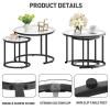 aboxoo Black Nesting Coffee Glass Table Set of 2, Metal Freme Side End Tables for Living Room Bedroom for Apartment Small Place Modern Industrial Simple, 23.6D x 23.6W x 17.7H in view 4