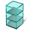 OfficeGoods 3-Tier Stackable Acrylic Holder- Stylish Desk Organizer and Storage for Office or Home Transparent Square Design, Green with Silver Metal Base view 1