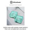 OfficeGoods 3-Tier Stackable Acrylic Holder- Stylish Desk Organizer and Storage for Office or Home Transparent Square Design, Green with Silver Metal Base view 2