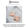 OfficeGoods 3-Tier Stackable Acrylic Holder- Stylish Desk Organizer and Storage for Office or Home Transparent Square Design, with Rose Gold Metal Base view 2