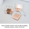 OfficeGoods 3-Tier Stackable Acrylic Holder- Stylish Desk Organizer and Storage for Office or Home Transparent Square Design, with Rose Gold Metal Base view 3