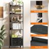 Furologee 6-Tier Bookshelf, Tall Bookcase with 2 Drawers Storage Organizer, Industrial Display Free Standing Shelf Units, Wood and Metal Storage Rack for Home Office, Bedroom, Black Oak view 4