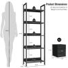 Furologee 5-Tier Bookshelf, Tall Bookcase with 2 Storage Drawers, Industrial Display Standing Shelf Units, Wood and Metal Storage Shelf for Living Room, Bedroom, Home Office, Black Oak view 3