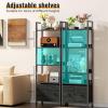 Furologee 5-Tier Bookshelf, Tall Bookcase with 2 Storage Drawers, Industrial Display Standing Shelf Units, Wood and Metal Storage Shelf for Living Room, Bedroom, Home Office, Black Oak view 4