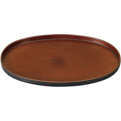 J-Kitchens 9.8 inches (25 cm) Obora Wood Grain Obon (Bon Tray Tray) Tochi-Coated Made in Japan