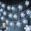 Dazzle Bright Christmas Snowflakes String Lights, 100 LED 49FT Waterproof Christmas Lights Plug in with 8 Modes for Indoor Outdoor Holiday Wedding Party Xmas Tree Garden Decorations (White) view 1