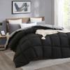 1 Piece 100% Egyptian Cotton with 1000 Thread Count Reversible Down Alternative Comforter Black/Dark Grey - Corner Duvet Tabs  King/Cal-King Size (94104 Inch) view 1