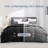 1 Piece 100% Egyptian Cotton with 1000 Thread Count Reversible Down Alternative Comforter Black/Dark Grey - Corner Duvet Tabs  King/Cal-King Size (94104 Inch) view 2